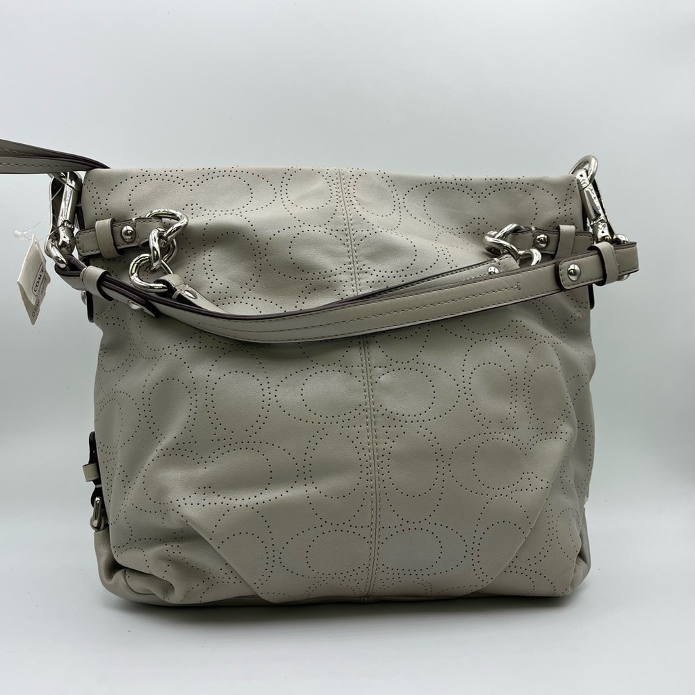 Coach Gray Slouchy Shoulder Bag with Silver Accents